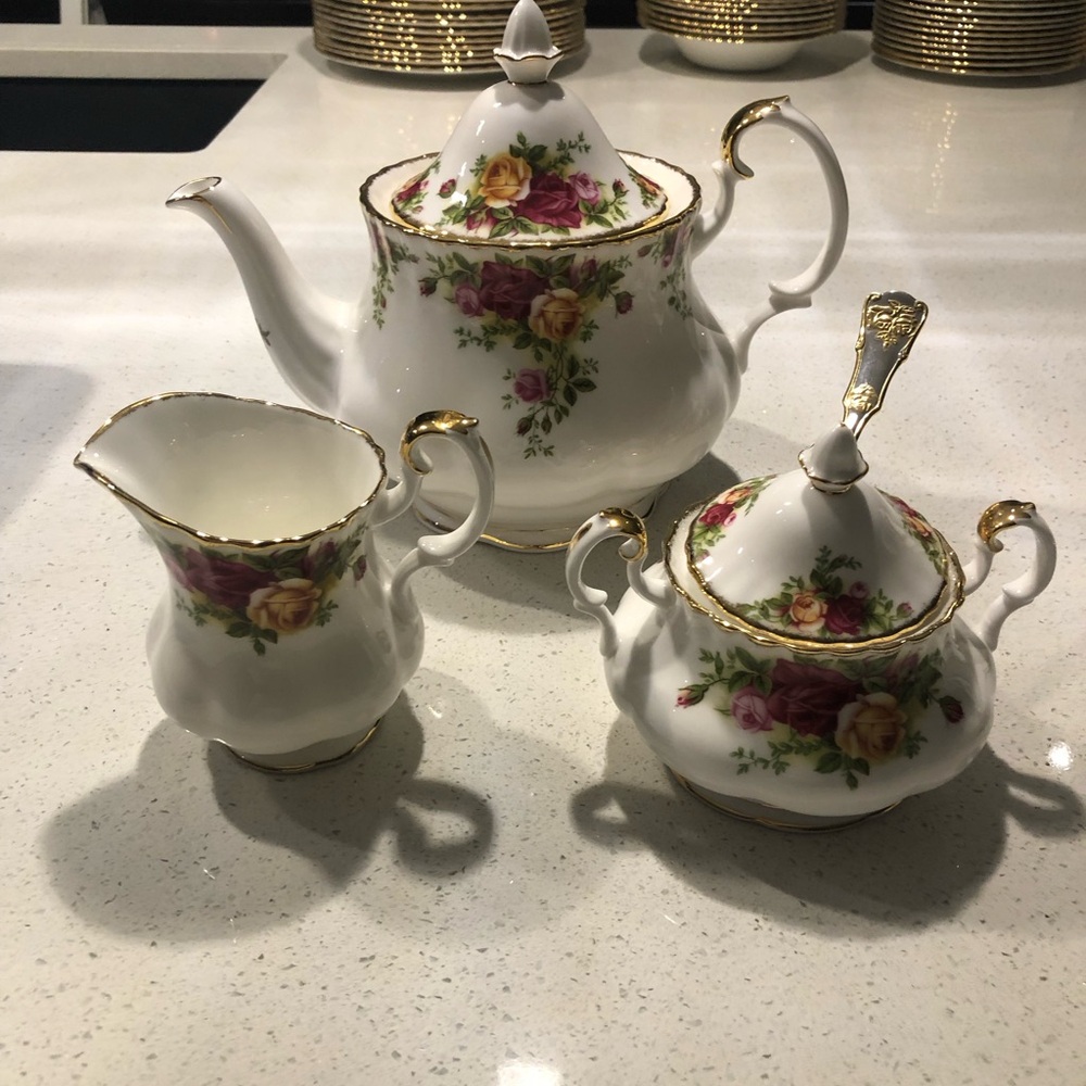 Royal Albert Floral Tea Set with Gold Accents